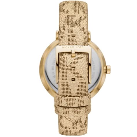 gold stainless steel michael kors initials multiple times on face|Addyson Gold.